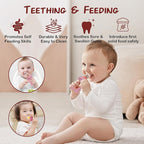 WAJIAYON Baby Breastmilk Popsicle Molds & Baby Fruit Feeder (2 Pack), Infant Food Freezer Tray Storage Containers, Silicone Teething Pacifier Feeder and Teether for Babies - Blush