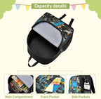 Toddler Monster Truck Waterproof Mini Backpack, 11 Inch, Pattern 4, Black, Small