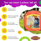 Kids Ball Pit Pop Up Large Tent for Toddlers - Indoor & Outdoor Gift Toys for Infants Girls & Boys, Baby Playpen with Zippered Storage Bag, 100 BallPit Balls Included