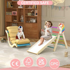 Pikler Triangle Set with Cushion, 9 in 1 Toddler Climbing Toys Indoor, Montessori Foldable Wooden Climbing Toys for Toddlers 1-3 Inside，Pikler Triangle Set Jungle Gyms Playground for Children