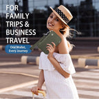 WALNEW Passport Holder for Travel Family, RFID-Blocking Travel Wallet Holder for 6 Passports, Water Resistant Bag Document Organizer for Cards, Cash, Boarding Passes, Tickets (Gray)