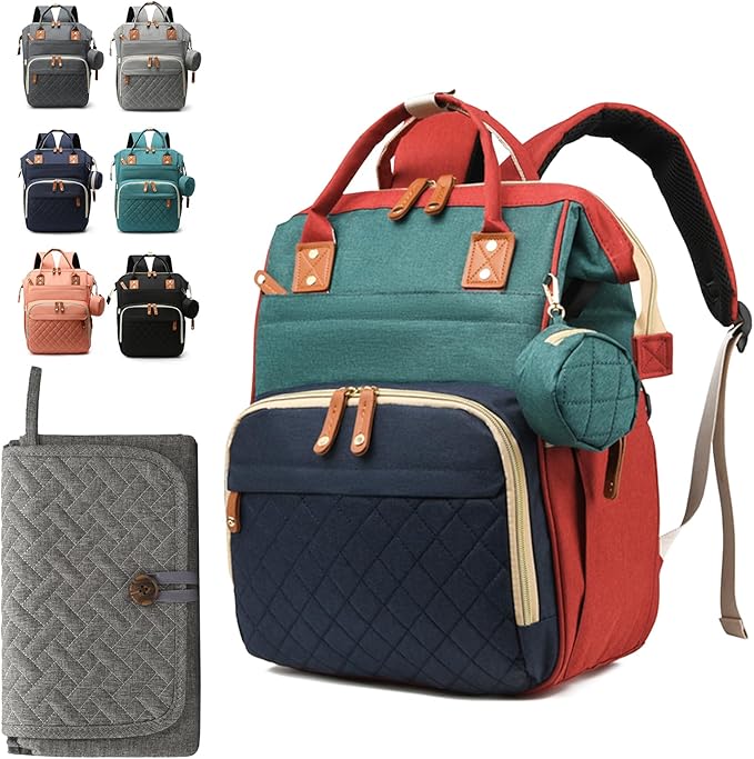 Diaper Bag Backpack for Girls Boys: Multicolor Toddler Diaper Bag with Changing Pad Baby Backpack Diaper Bag for Mon Dad Newborn Pañaleras Bebe Niña Niño Baby Registry Search Essentials Must Haves