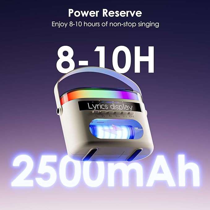 Karaoke Machine,Karaoke Machine with Lyrics Display,Portable Bluetooth 5.3 Karaoke Speaker with Upgraded Dual Speakers for Kids and Adults,with White Noise and Night Light Function