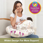 Nursing Pillow for Breastfeeding, Breastfeeding Essentials for Newborn, More Support for Mom and Baby, with Adjustable Waist Strap and Removable Cotton Cover (Big Leaves)