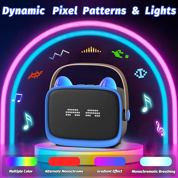 Mini Karaoke Machine Toys Gifts,Kids Portable MP3 Player with 2 Wireless Microphone and LED,Christmas Birthday Gifts for Girls Boys 3 4 5 6 7 8+ Year Old (Blue)