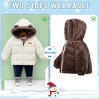 Infant Baby Winter Coat Bear Hooded Jacket Warm Fleece Snowsuit Windproof Outerwear for Toddler Boy Girl 9M-4T