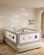 Baby Bed Rail Guard for Toddlers, Reinforced 74.8in Toddler Bed Rails for Twin, Full, King Bed with Height Adjustable, Extral Tall Child Safety Side Railing Guards/Bedrail for Kids, Grey Star, 1 Side