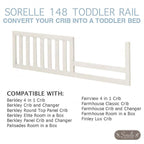 Sorelle Furniture Toddler and Full-Size Bed Adult Rails, Wood Bed Rail & Crib Conversion Kit, Converts Crib to Toddler or Full Bed, # 148 - White