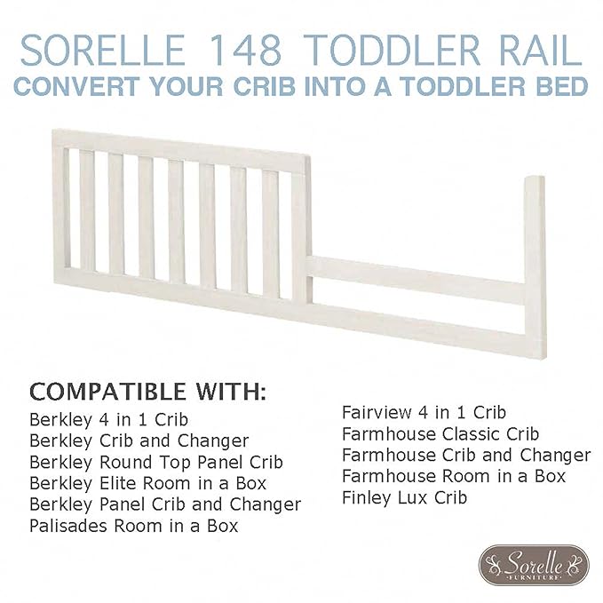 Sorelle Furniture Toddler and Full-Size Bed Adult Rails, Wood Bed Rail & Crib Conversion Kit, Converts Crib to Toddler or Full Bed, # 148 - White