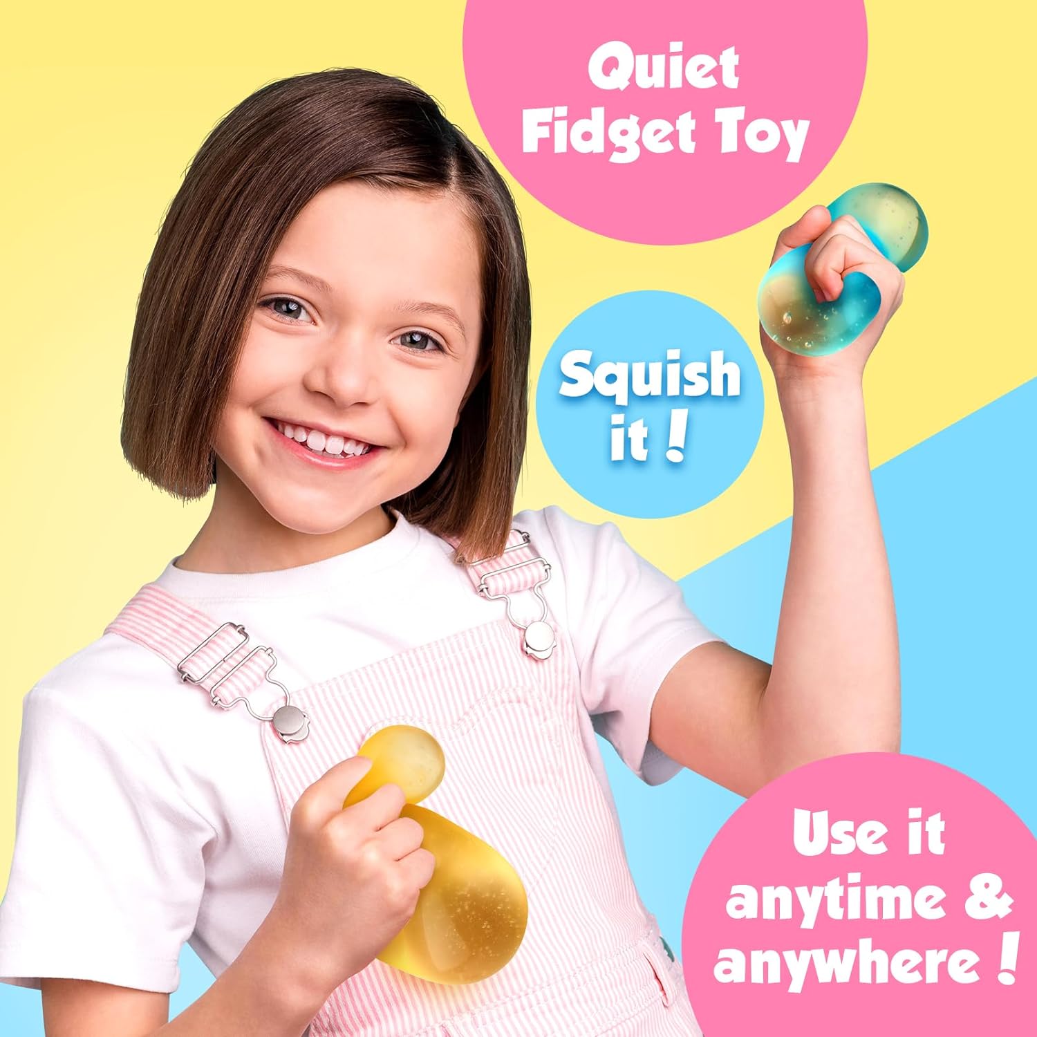 Fidget Toy Stress Cube 3 Pack - Squishy Fidget Toys for Anxiety Relief, High Density Gel Filled, Fidgets for Classroom, Calming Toys for Kids Adults Children Teens