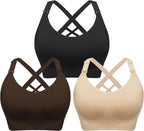 Angelhood Nursing Bras for Breastfeeding, Seamless Nursing Sports Bra Support Yoga Maternity Bras Pregnancy Sleep Bralette