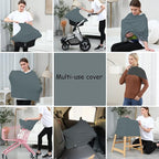Car Seat Cover Baby for Nursing, Baby Breastfeeding Cover Carseat Canopy Covers, Solid Color Multi-use Nursing Cover for Babies (Neutral Grey)