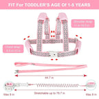 Accmor Toddler Harness Leash, Reflective Kids Leashes with Anti Lost Wrist Link, 3 in 1 Child Harnesses with Key Lock Design for Girls, Baby Walking Wristband Rope Protection Belt Tether.