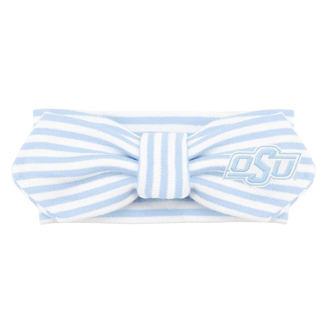 Creative Knitwear Oklahoma State Cowboys Infant Girls Light Blue/White Striped Hair Knot Headband Embroidered Logo - Size Newborn - 4T