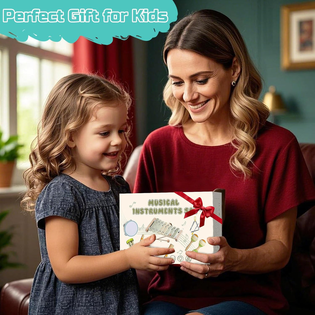 Baby Musical Instruments Set Montessori Wooden Toy for Toddlers 1 2 3 Percussion Music Xylophone for Kids Preschool Learning Resource Christmas Birthday Gifts for Boys Girls Aged 18 Months (Green)