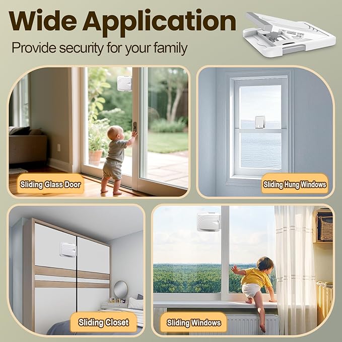Sliding Door Lock 6 Pack, Child Safety Lock For Sliding Glass Doors, Easy To Install, Keeps Your Baby Out Of Danger, For Sliding Glass Doors, Sliding Windows, Sliding Closets, Etc (Grey)