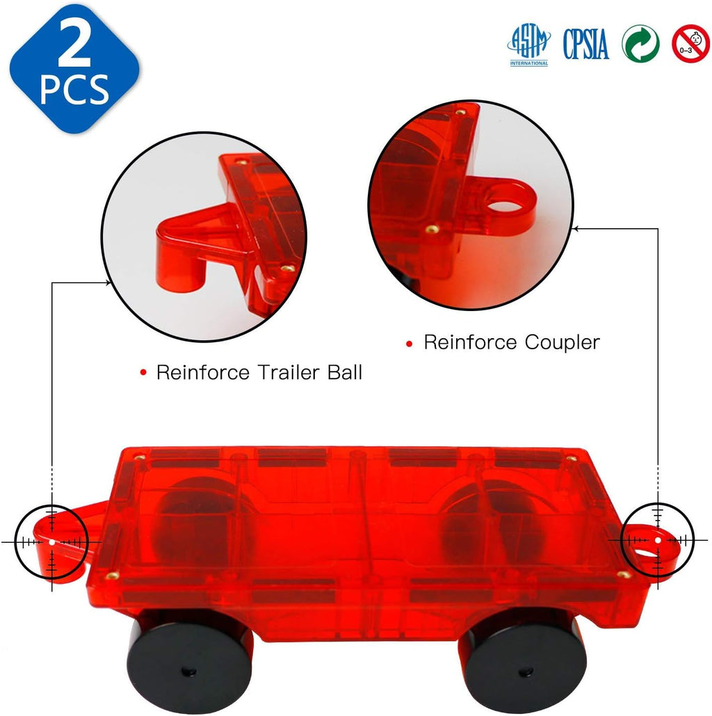 MAGBLOCK 2 Piece Car Set Suitable for Magnetic Blocks Tiles, Magnetic Toy Vehicles and Accessories Therefor Expand and Enrich Your Magnet Tiles STEM Educational Toys
