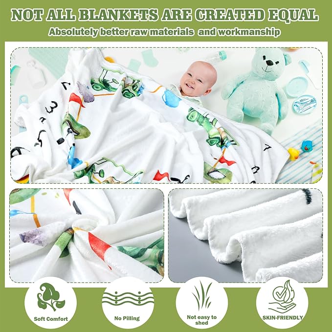 Golf Print Baby Monthly Milestone Blanket Newborn Baby Boy Green Gender Neutral Newborn and Nursery Essentials Personalized Ideas for Nursery Decor (Green, Golf)