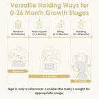 Baby Carrier Newborn to Toddler, Lightweight Ergonomic Baby Hip Seat Carrier Up to 33lbs, Adjustable Extended Waistband Infant Carrier with Breathable Sunshield, Light Grey