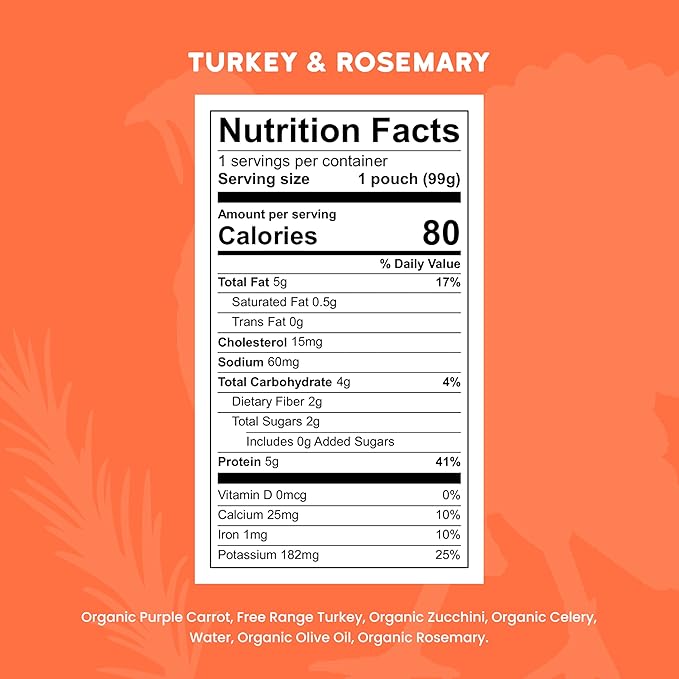 Serenity Kids 6+ Month Baby Food Puree Pouches with Ethically Sourced Meat & Organic Veggies - 3.5 Oz BPA-Free Pouch - Free Range Turkey, Rosemary, Carrot, Zucchini - 6-Pack Turkey Infant Food