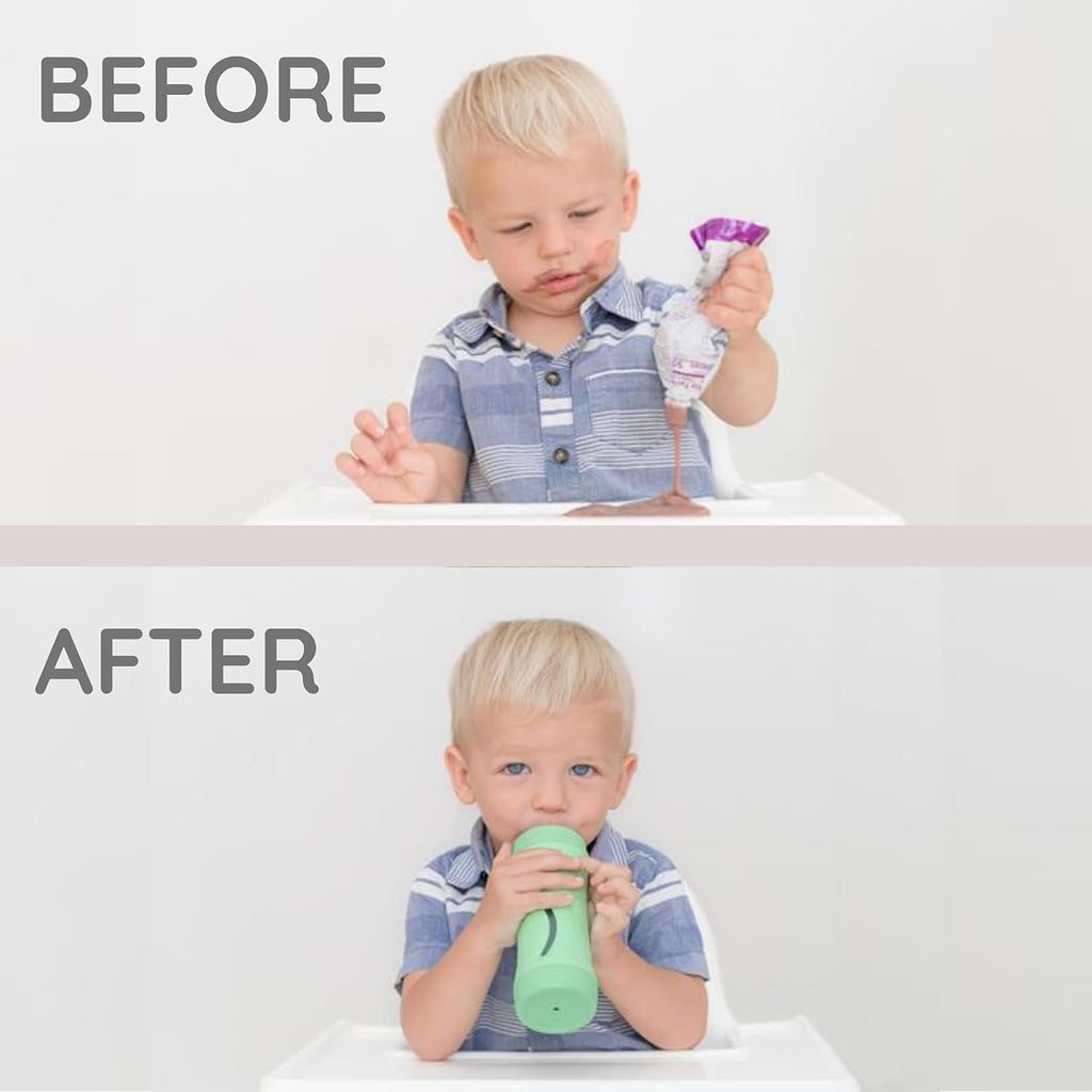 Subo Baby Food Bottle | No Mess Baby Toddler Self Feeder | Squeeze Free Design for Purees, Smoothies, Yogurt, Oatmeal, or Thickened Liquids | Reusable Silicone Washable Cup (Musk)