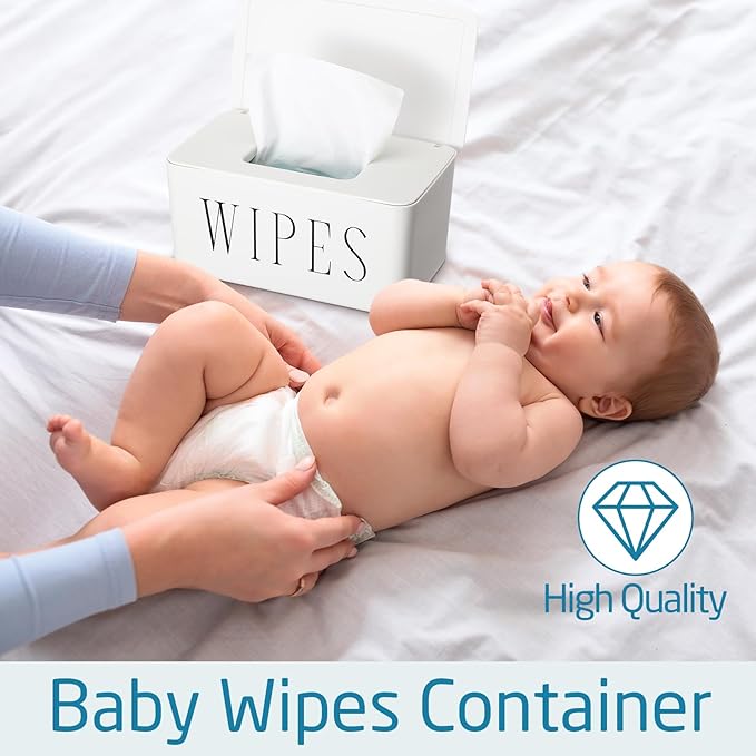 3 Pack Baby Wipes Dispenser Holder Wipe Container for Bathroom with Lid Toilet Tissue Paper Storage Refillable Box for Home Office Cars(Large,White)