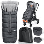 Orzbow Universal Stroller Bunting Bag with Extra Footmuff for Toddler, Kids, Warm Waterproof Stroller Blanket, Winter Cover, Baby Bunting Bag - Protect Babies from Cold Winds, Dark Grey