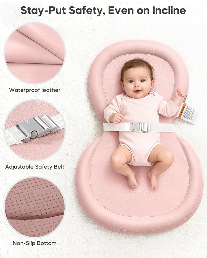 Baby Changing Pad with Waterproof & Wipe-Clean, Non-Slip Foldable PU Diaper Changing Pad, Adjustable Safety Belt, Changing Pad for Dresser, Changing Table,30"X19",Pink
