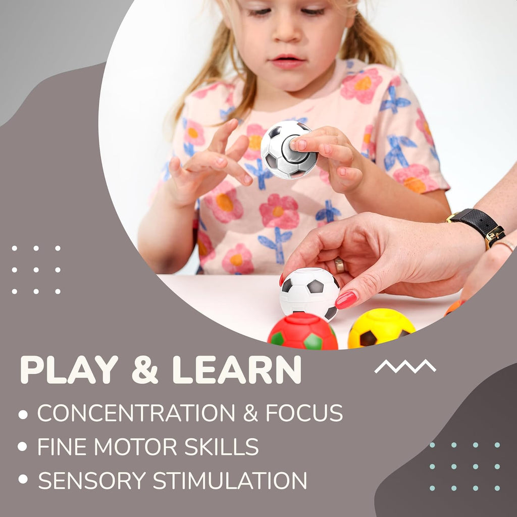 Entervending Fidget Spinners - 2 Inch Stress Balls - 12 Pcs Soccer Party Favors - White Mini Fidget Spinners - Classroom Prizes - Fidget Spinners for Kids - Easter Basket Stuffers