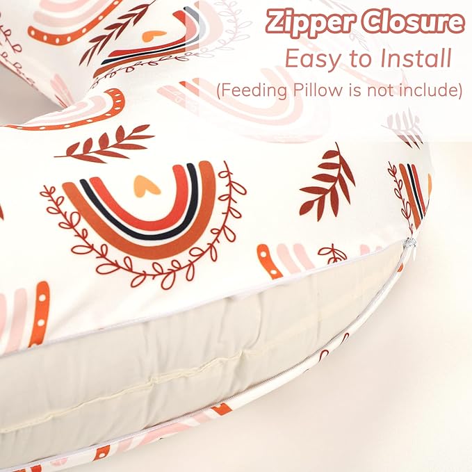 Pea Pod Nursing Pillow Cover Soft & Stretchy Removable Slipcover for Breastfeeding Pillows, Comfortable Nursing Pillow Case for Newborn, Snug Fit, Washable Feeding Pillow Slipcovers in Boho Rainbow
