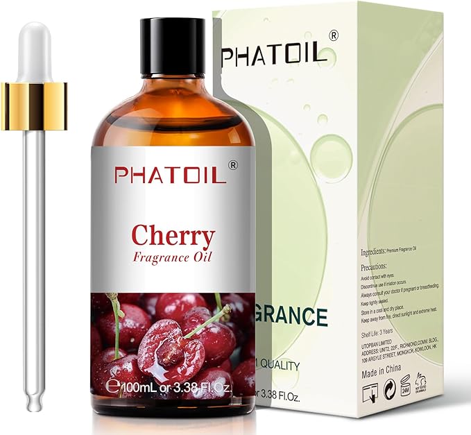 PHATOIL 3.38FL.OZ Cherry Fragrance Oils for Aromatherapy, Essential Oils for Diffusers for Home, Perfect for Diffuser, Yoga, Skin Care, DIY Candle and Soap Making - 100ml