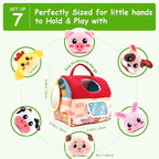 Baby Toys 6-12 Months, Soft Barn Toy with 6 Stuffed Farm Animals, Rattle, Crinkle, Mirror, Sensory Toys for Toddlers 1-3, 6 7 8 9 10 Month Old Baby Toys, Montessori Toys Gift for 1 Year Old Boy Girl