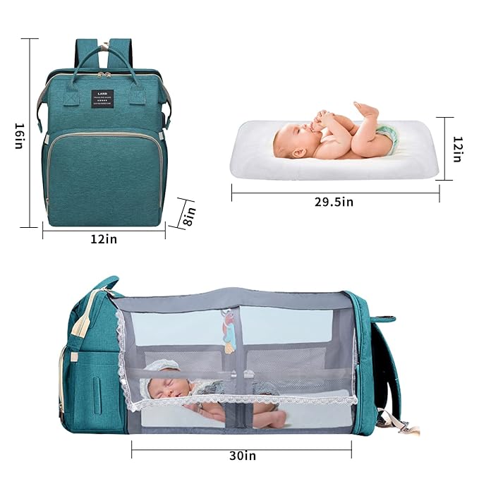 Baby Diaper Bag with Changing Station,Diaper Bag Backpack,Girl Boy Diaper Bag,Large Capacity,900d Excellent Oxford(Ungrade-Green)