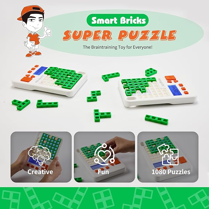 Super Brain Teaser Puzzles for Kids and Adults, Block Pattern Matching Puzzle Games with 1000+ Challenges, STEM Toys Birthday Gifts for Boys and Girls, Travel Games for Road Trips.