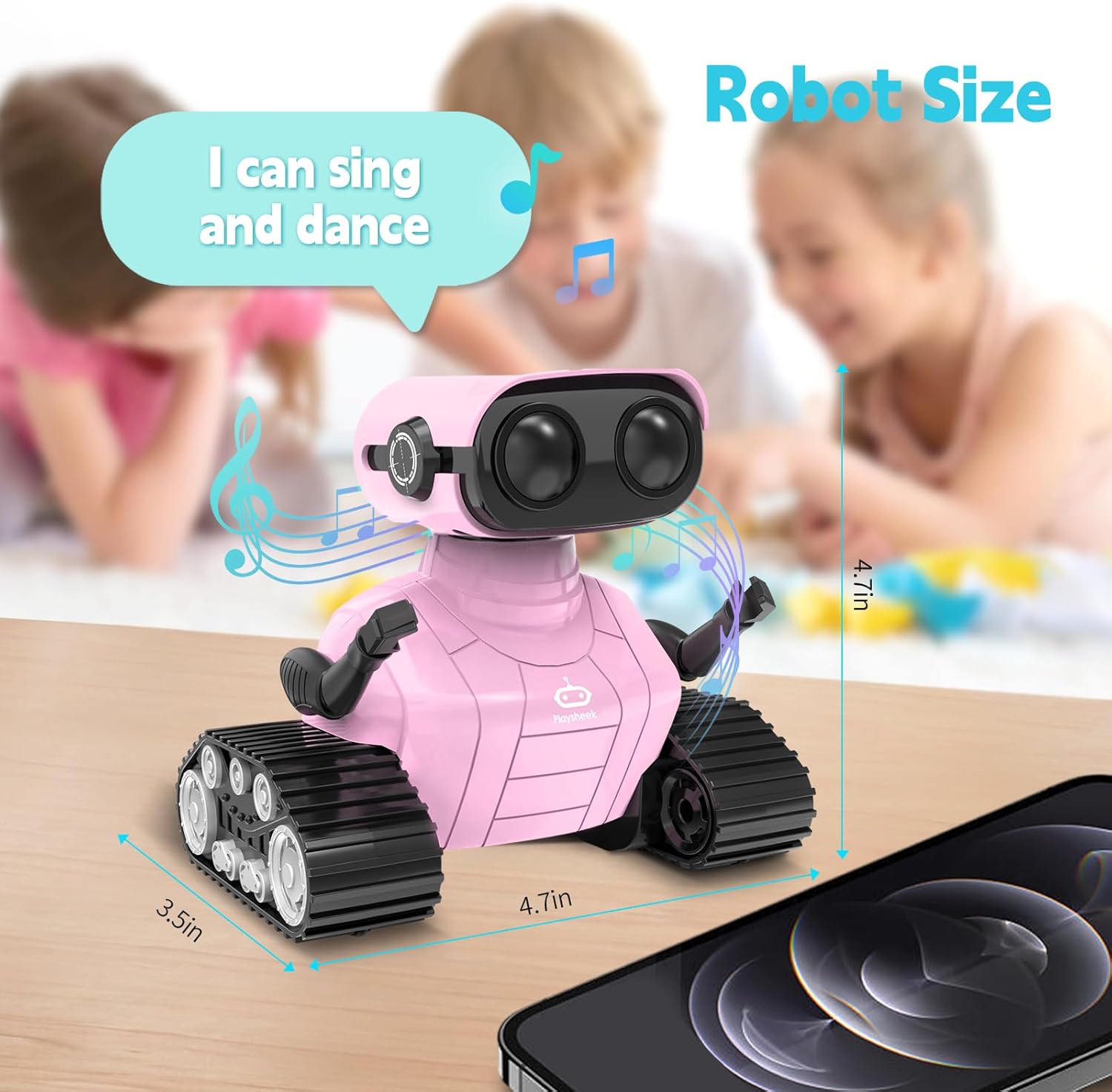 Emo Robot - Rechargeable Kids RC Robot, Auto-Demonstration, Age 3+ - Pink