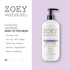 Zoey Naturals - Soothing Lavender Wash & Shampoo - Toddlers & Kids - With Tear-free, Paraben-Free, All Natural Ingredients for Sensitive Skin- 17 Oz