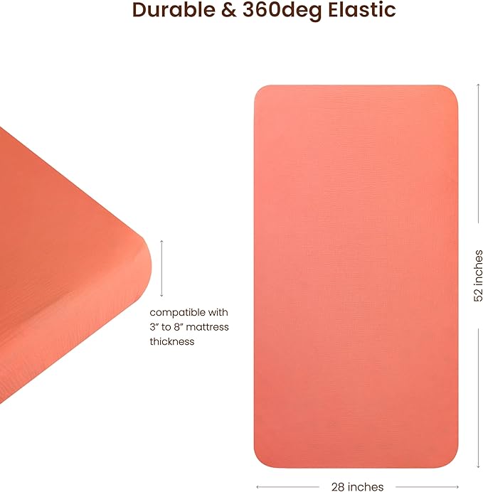 Muslin Fitted Crib Sheet for Standard Crib Mattress, 52” X 28”, 2 Pack 100% Cotton Soft Breathable Baby Crib Sheet for Boys, Girls (Orange/Gray)