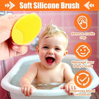 Baby Hair Brush and Comb Set, 4Pcs Baby Soft Bristles hairbrush Cradle Cap Brush Hair Comb for Newborns Toddlers Boys Girls (Yellow)