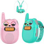 Qniglo Walkie Talkies for Kids Rechargeable, 2 Pack with FM Handheld Walki Talki with Wearable Lanyard & Wrist for Outdoor Camping Games & Birthday Xmas Toys Gifts for Boys Girls Kids