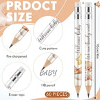 Tinlade 60 Pcs Bear Baby Shower Golf Pencils with Erasers Small Kids Sharpened Mini Pencils for School in Bloom Baby Shower Supplies