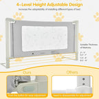 BABY JOY Bed Rails for Toddlers, 70'' Extra Long, Height Adjustable Kids Rail Guard w/Double Safety Lock for Convertible Crib, Folding Baby Bedrail for Twin Double Full Size Queen King Mattress, Gray