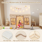 INFANS Kids Play Tent with Washable Mat Star Light Windows, Anti-Trip Large Playhouse Toys for Children Boys Girls, Indoor Outdoor Princess Tents Castle for Toddlers (Beige)