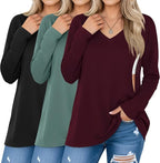 3 Pack Women's Oversize Nursing Shirts for Breastfeeding with Hidden Zippers Loose Fit Long Sleeve Maternity Tops