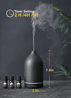 VIVITEST Diffusers for Home, 200ML Stone Essential Oil Diffuser, Ceramic Oil Diffuser,Ultrasonic Aromatherapy for Office (Black)