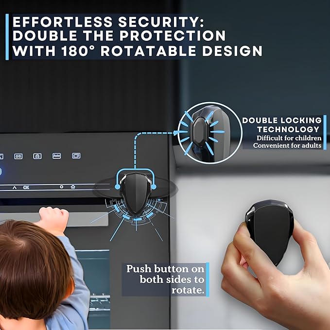 Oven Lock Child Safety, 1 Pack, Oven Door Lock Child Safety, Oven Baby Proofing, Heat-Resistant, Durable & Easy to Install Oven Safety Locks for Toddlers, Baby Proof Oven (Black)