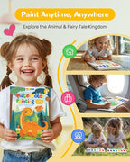 TECJOE Paint with Water Coloring Books for Toddlers, Dinosaur Series Watercolor Set with 3 Brushes, Mess Free Painting Activity for Kids Ages 4 5 6 7 8, Christmas Gifts Arts & Crafts Toy