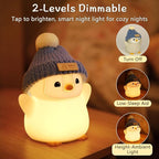 Penguin Night Light for Kids, Adorable Penguin Lamp with Hat, Food Grade Silicone Nursery Nightlight, Rechargeable/Dimmable/Timer,LED Squishy Novelty Animal Bedside Lamp,Funny Gifts for Boys