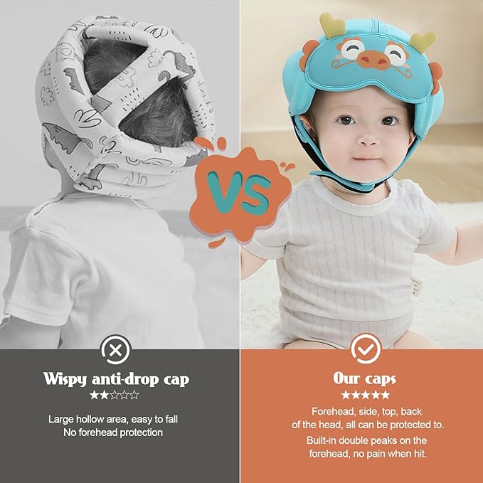 MamboBaby Safety Helmet for Crawling & Walking - Ultra Lightweight Adjustable Infant Head Protector 10-24 Months, Breathable Anti-Collision Soft Helmet with Secure Fit Design