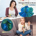 Gear Ball, 4.2in 3D Printed Gear Ball Spin Ball Cube Fidget Toys, Gear Sphere, Gear Ball Fidget Toy, Stress Ball, GearSphere Desk Toy, Fidget Balls, Gear Toy for Anxiety Relaxing (Laser Green Blue)