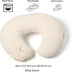 Organic Cover for Nursing Pillow • Premium Quality 100% Cotton Oeko-Tex Standard • Cover for Breastfeeding and Bottle Feeding Pillow • Soft and Breathable • Only Cover (Cream waffle)